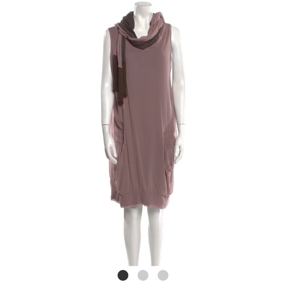 Hussein Chalayan Dresses & Skirts - Sleeveless Mauve Shift Dress with Scarf